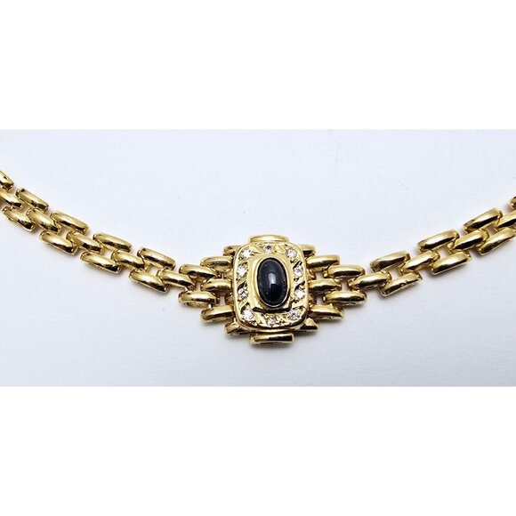 Unique 18K Yellow Gold Designer Cabochon Sapphire & Diamond Link Chain Necklace - Picture 10 of 16